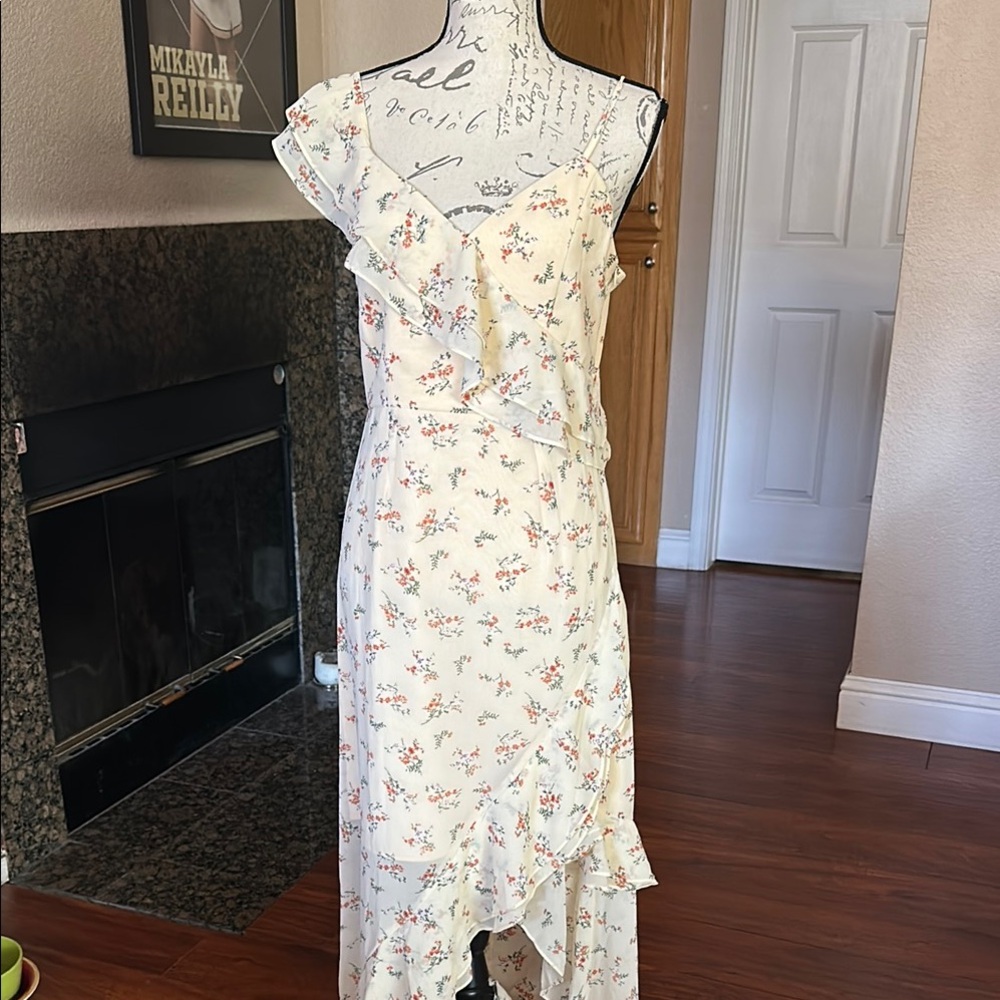 Cream High Low Sundress with Flutter Sleeves